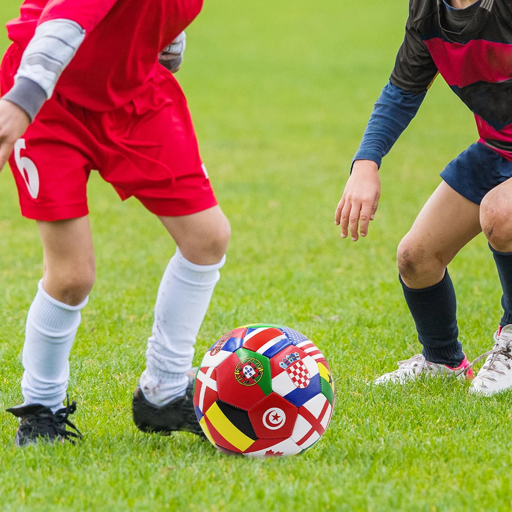 Ballon de Football Motif Drapeau National — PVC, Toutes Surfaces, Entraînement & Compétition