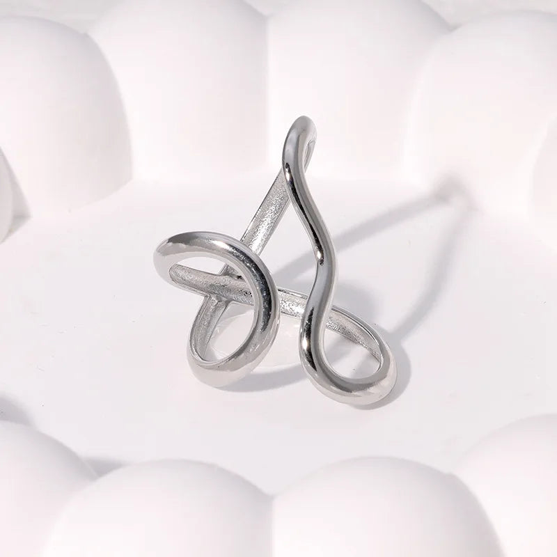 Anillo abierto impermeable de acero inoxidable para mujer, dijes de personalidad, chapado en oro real PVD de 18 quilates, joyería de moda para mujer