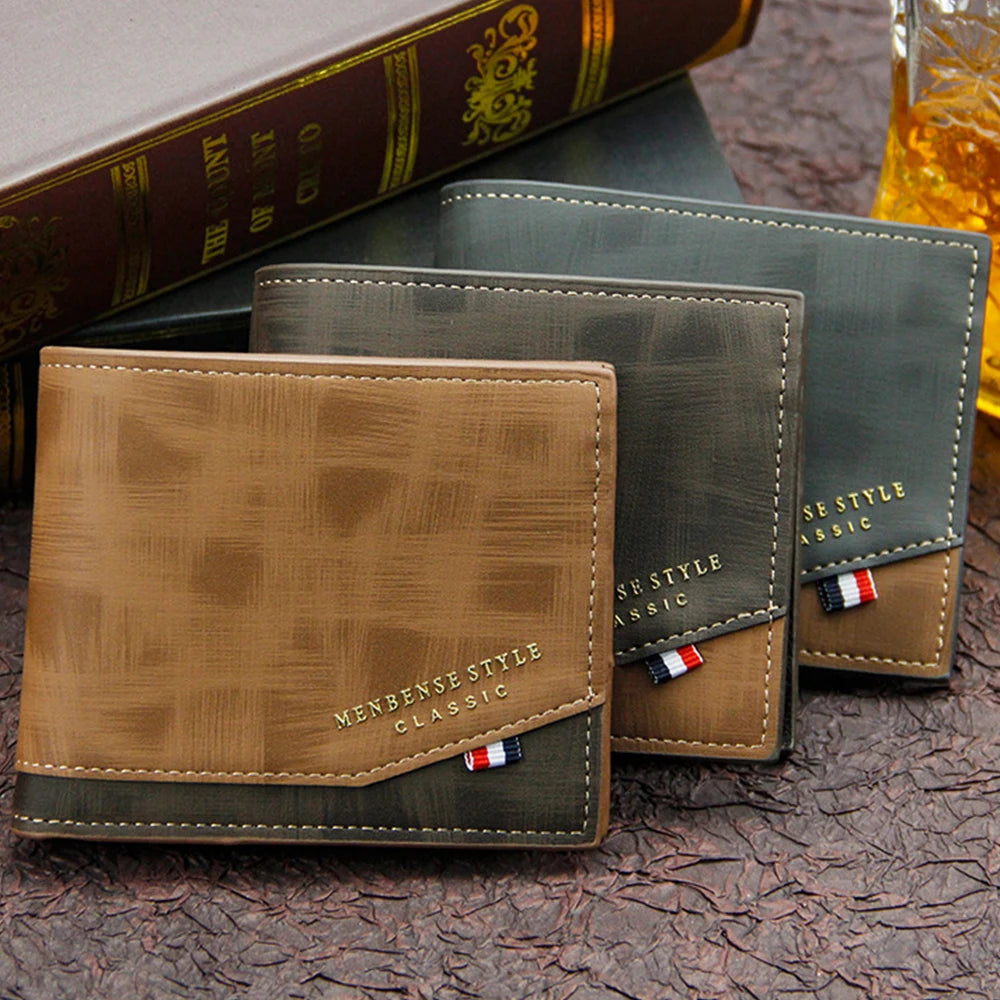 Portefeuilles Courts pour Hommes, Porte-Monnaie Fin Classique, Porte-Photo, Petit Portefeuille Masculin, Porte-Cartes de Qualité, Portefeuilles en Cuir Givré pour Hommes