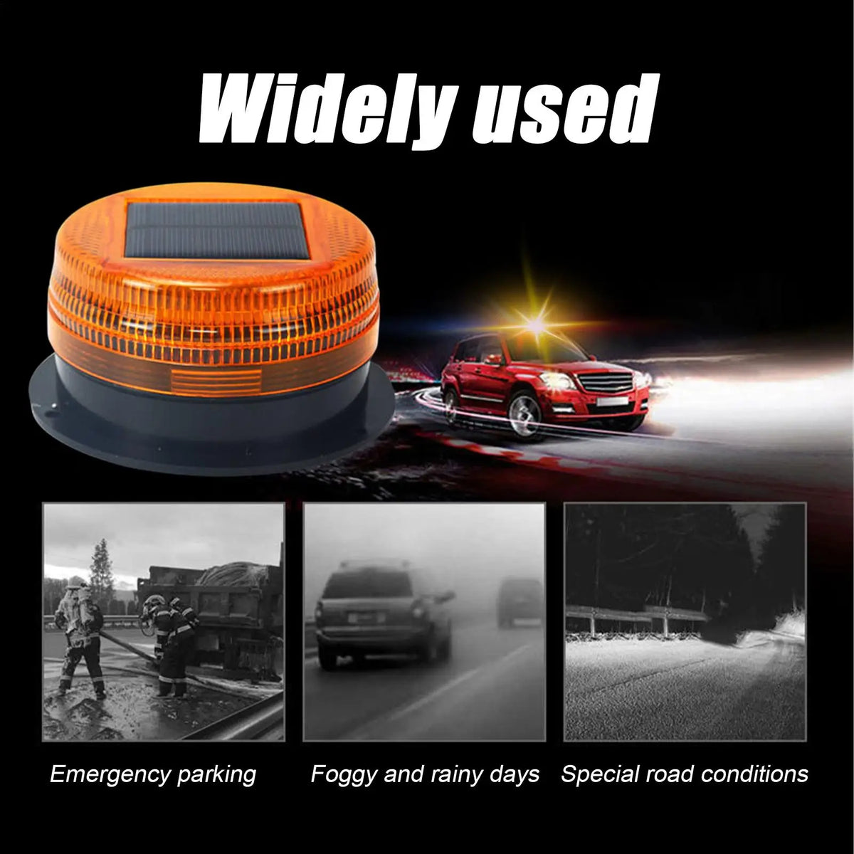 Lampe de poche d'avertissement de nuit LED solaire étanche Flash plafond lumière stroboscopique trafic route balise toit de voiture clignotant lumière de secours