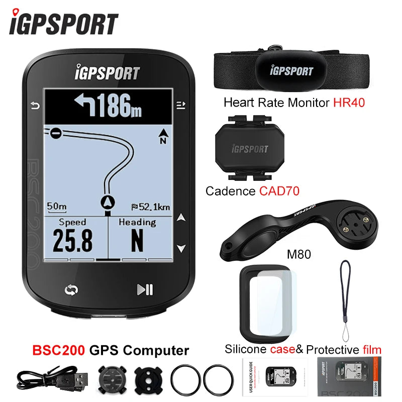 Ordinateur de vélo GPS sans fil — compteur de vitesse numérique, navigation route, chronomètre, odomètre