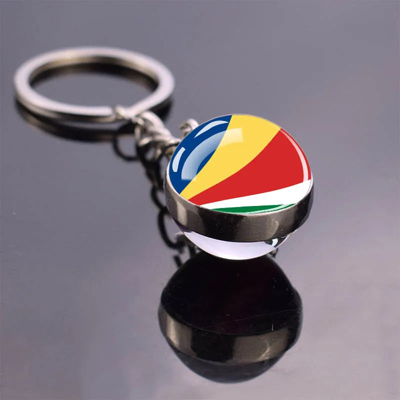 Porte-clés drapeau africain, algérie, somalie, tunisie, maroc, egypte, drapeau National, pendentif boule de verre Double face, cadeau