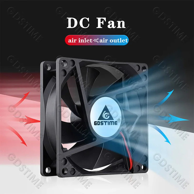 Ventilateur de refroidissement Gdstime 8025 2 broches 48V DC 5V 12V 24V 80mm, ventilateur axial USB à double roulement à billes 80x80x25mm, ventilateur de refroidissement pour boîtier PC 8CM