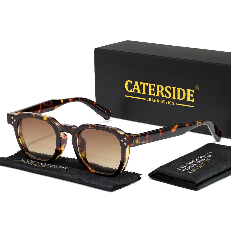 CATERSIDE Retro Square Sunglasses for Men, Punk Style, Trendy Brand, Women's Sunglasses, Travel, Party, UV400 Protection, Summer Style