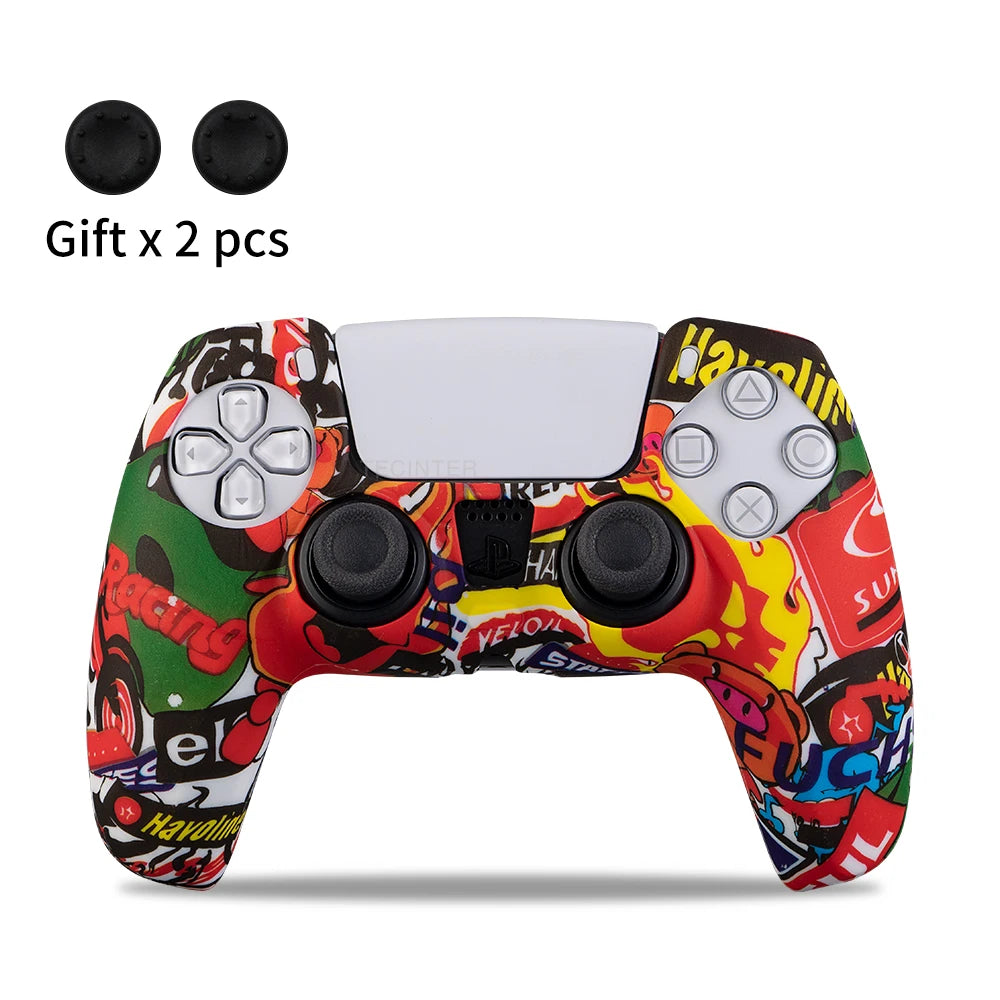 Funda de silicona protectora para mando de PS5, antideslizante, protectora, para gamepad de PlayStation 5, accesorios con agarres