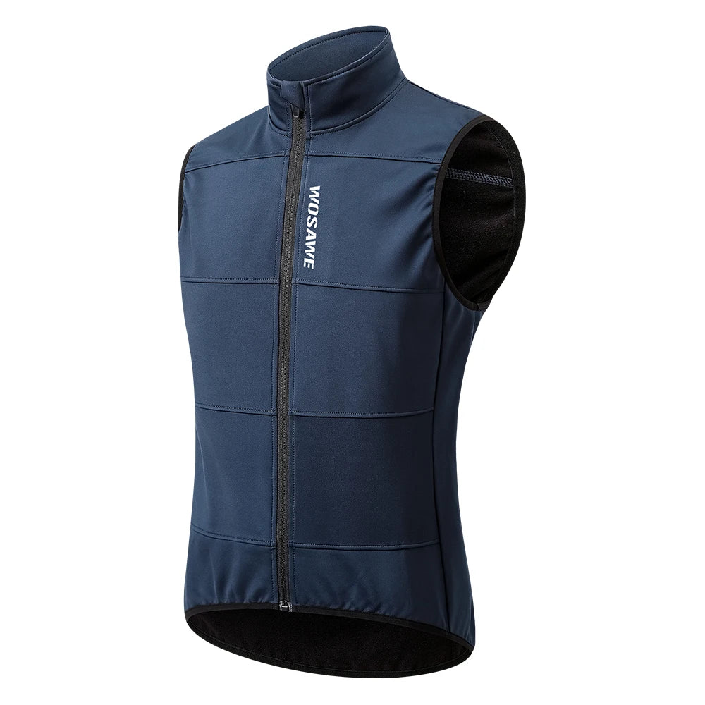 WOSAWE Chaleco térmico polar de invierno para hombre, chaqueta de ciclismo sin mangas, ropa de ciclismo para otoño, chaleco cálido sin bolsillos