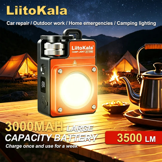 Lampe de camping LED rechargeable portable LiitoKala XY-009, multifonctionnelle, pour les activités de plein air, longue durée de vie