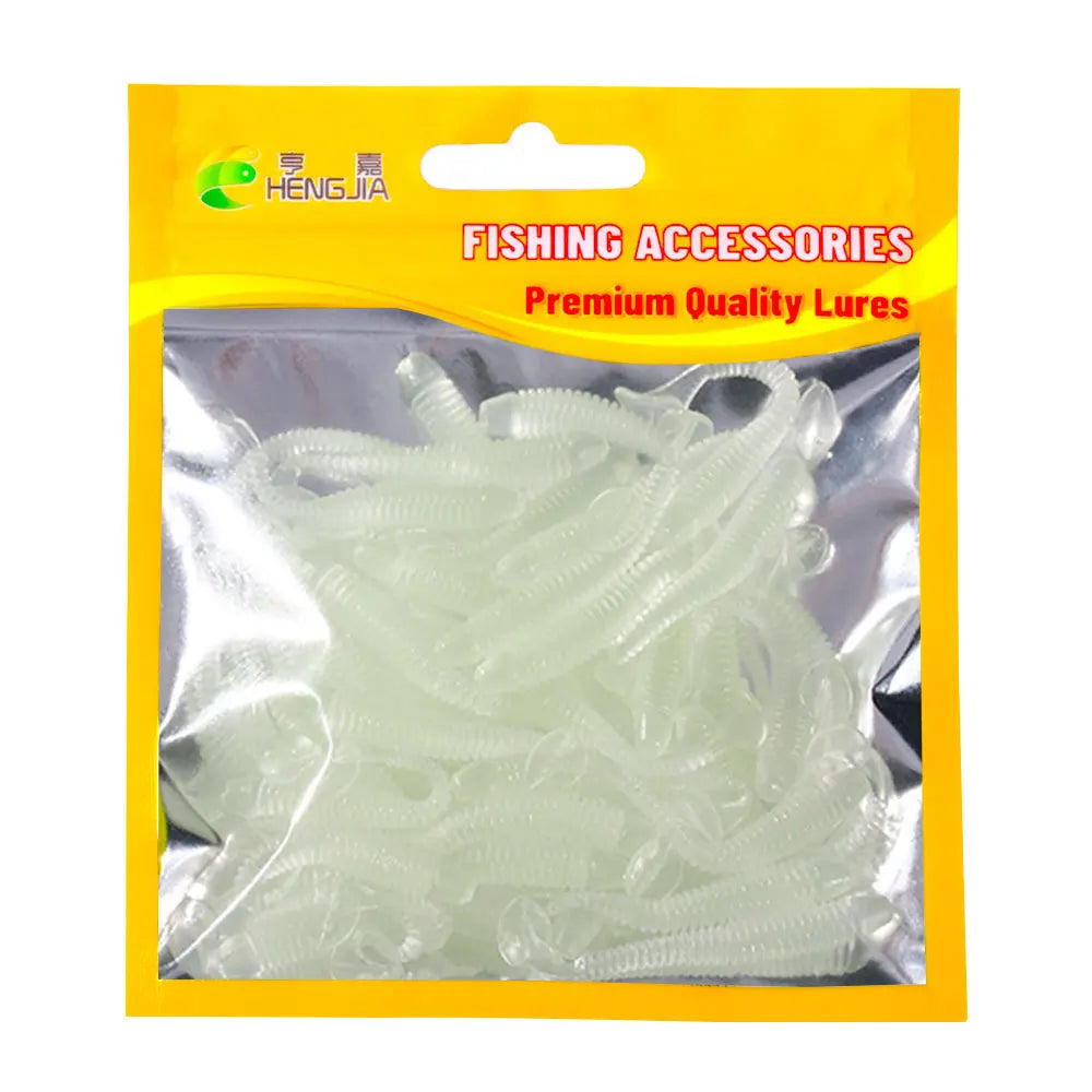 Hengjia 10-50pcs/lot 4.5CM Small Soft Silicone T-Tail Worm Swimbait Lure Fishing Tackle for Carp Black-bass Pike