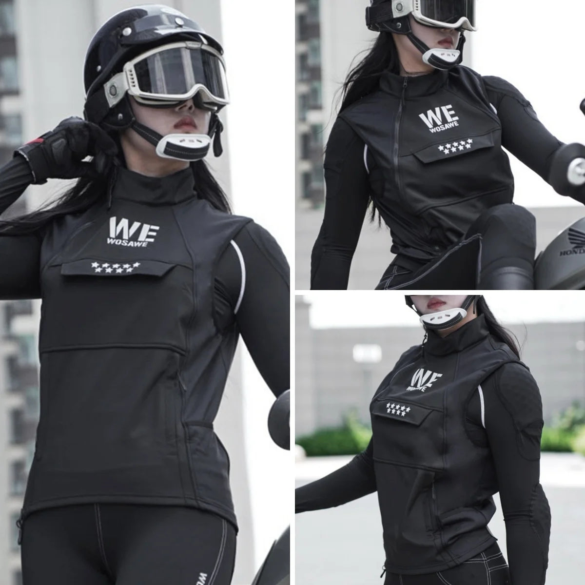 WOSAWE Chaleco reflectante de invierno para motocicleta, chaleco cálido para moto todoterreno, ropa de ciclismo, chaleco multibolsillos