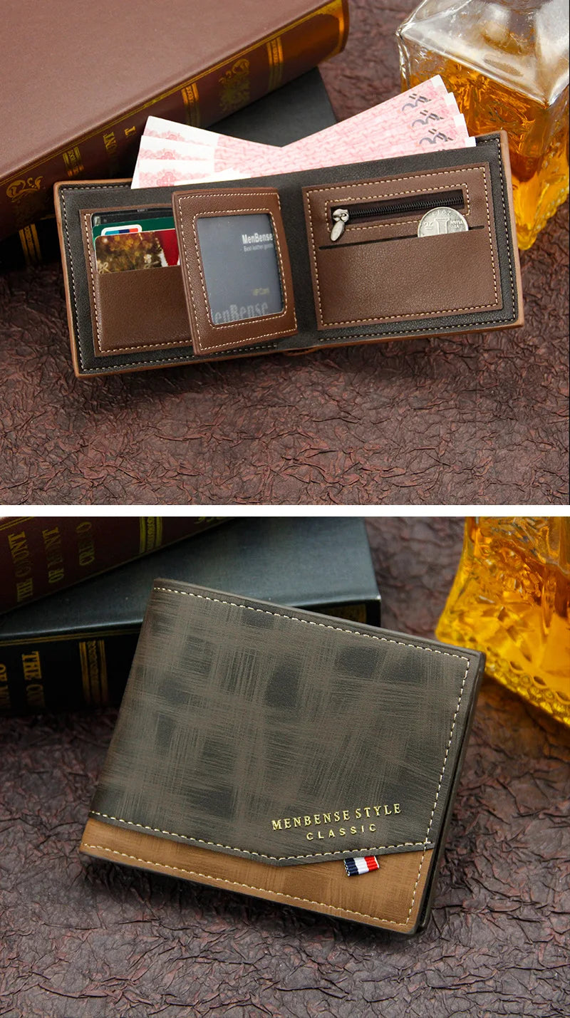 Portefeuilles Courts pour Hommes, Porte-Monnaie Fin Classique, Porte-Photo, Petit Portefeuille Masculin, Porte-Cartes de Qualité, Portefeuilles en Cuir Givré pour Hommes