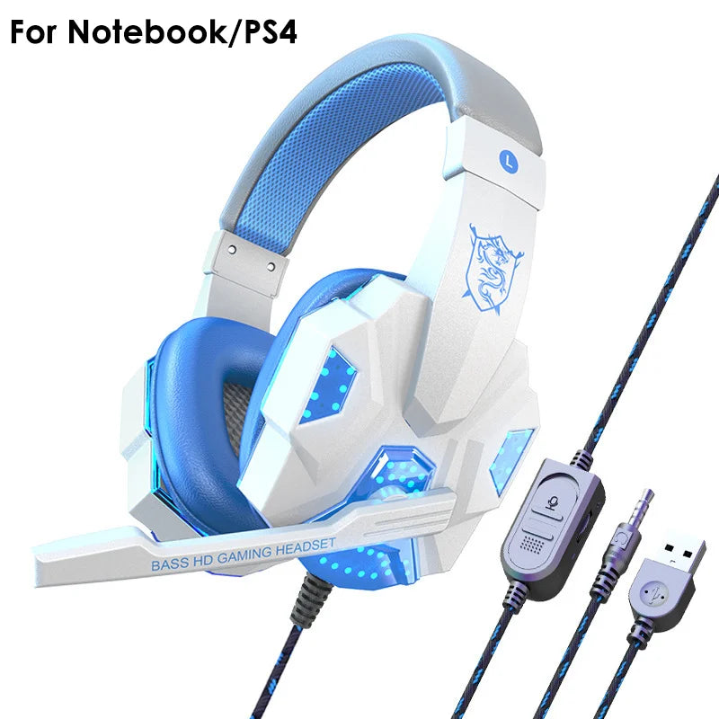 Auriculares de juego de graves con micrófono, audífonos supraaurales, sonido estéreo, jugador, sauna, teléfono, videojuego, cancelación de ruido, micrófono para PC