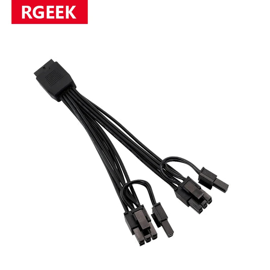 RGEEK – câble de carte graphique 12VHPWR, 15cm, Double 8 broches à 16 broches (12 + 4 broches), Extension GPU, câble adaptateur de répartiteur de puissance pour PC de bureau