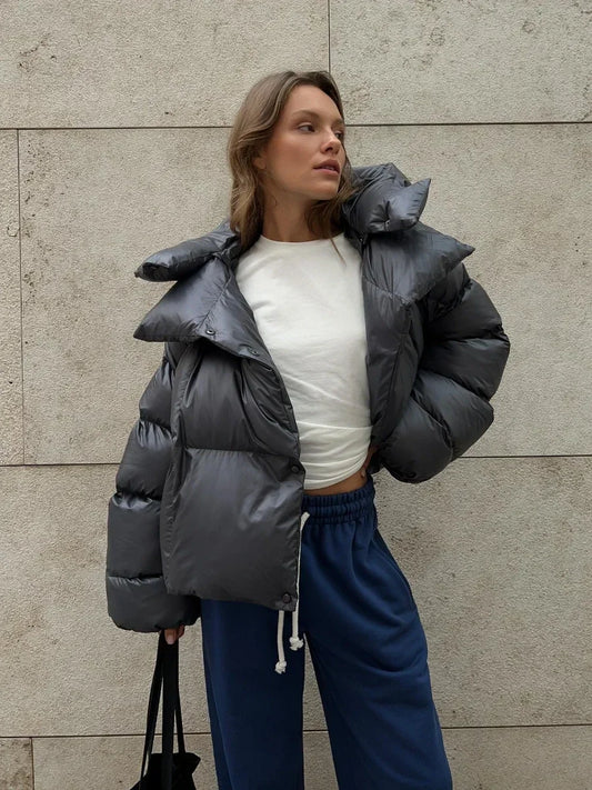 Wolfeel Winter Warm Cotton Puffer Jackets Women Loose Parkas Coat Vintage Bread Jacket Outerwear Office Ladies Quilted Jacket