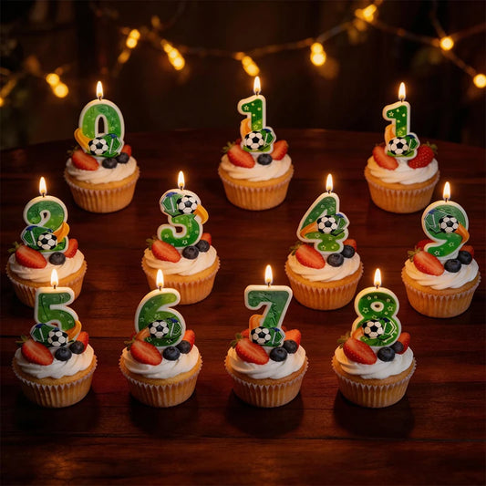 Bougies Gâteau Anniversaire Ballon Football Chiffres 0–9 — Décoration Fête Thème Sport