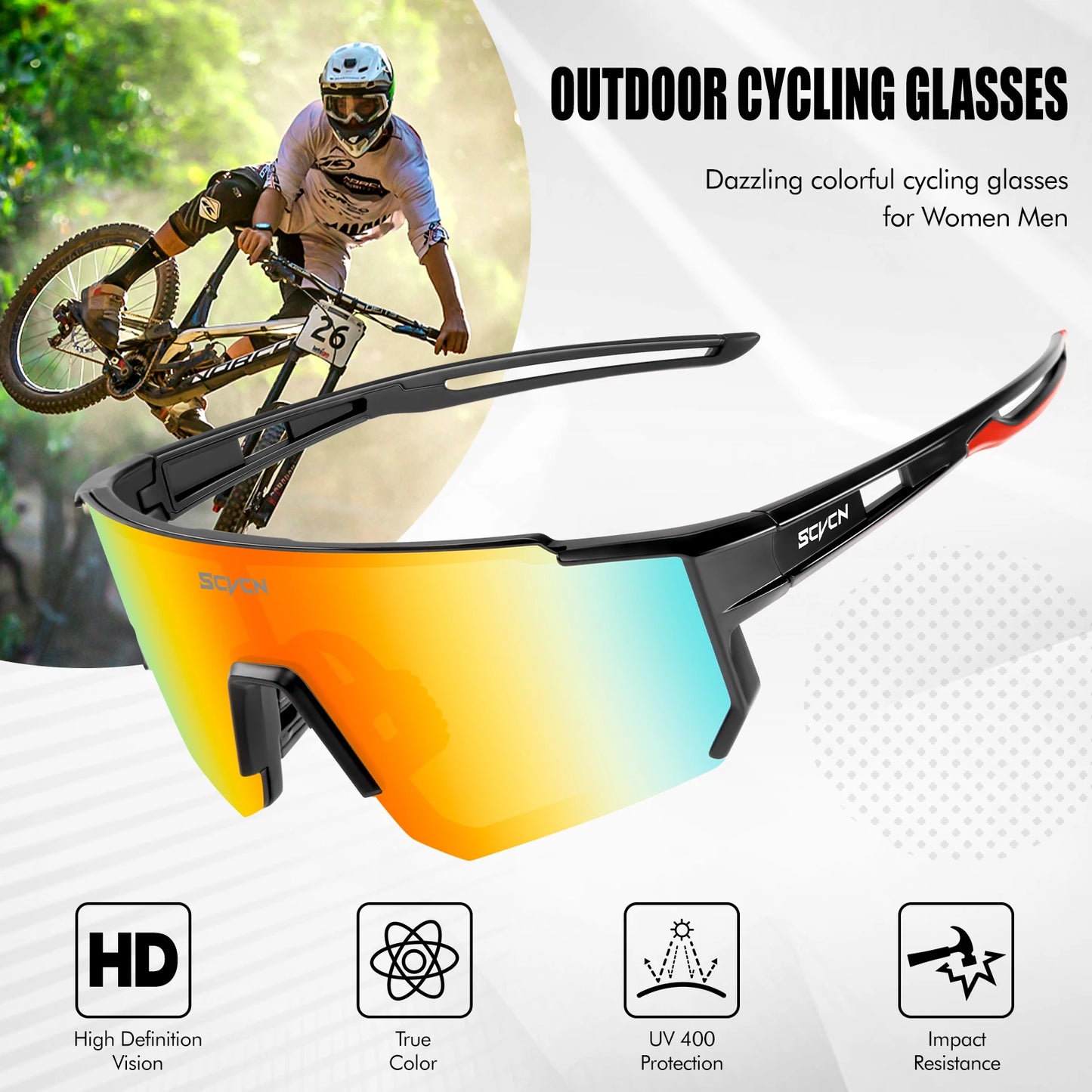 SCVCN nuevas gafas de sol para ciclismo al aire libre, gafas de bicicleta MTB para hombres, deportes, escalada, pesca, ciclismo UV400 para mujeres