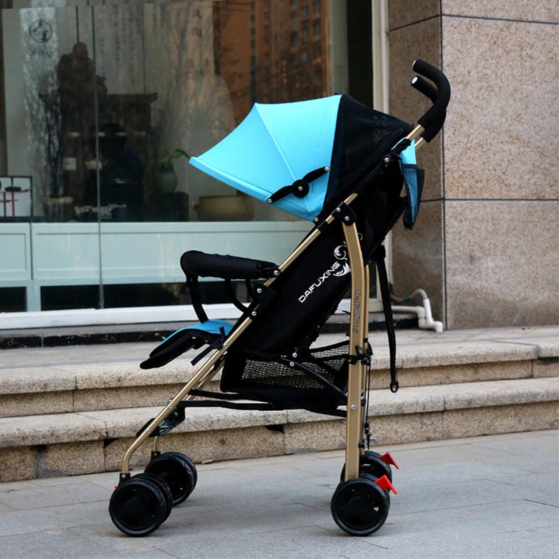 Poussette Bébé Poignée Dorée Pliable — Ultra-Légère Voyage Plein Air