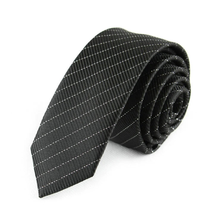 Corbatas negras delgadas de 5CM para hombre, corbata de poliéster a rayas, puntos sólidos, Jacquard, corbata de negocios para fiestas