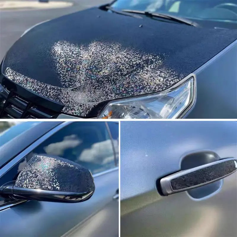 Pegatina de coche de vinilo, película negra cósmica Bon, mate, Meta forjado para motocicleta, pegatinas exteriores de coche, pegatina adhesiva de fibra de carbono
