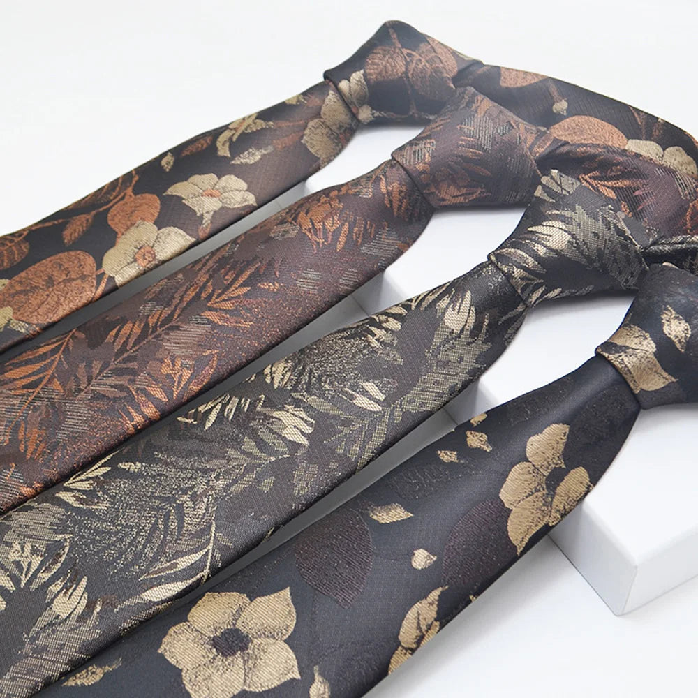 Corbata de jacquard de alta calidad para hombre, diseño floral de 8 cm, accesorios de corbata para uso diario, camisa, traje, corbata, regalos para fiestas de boda, corbata