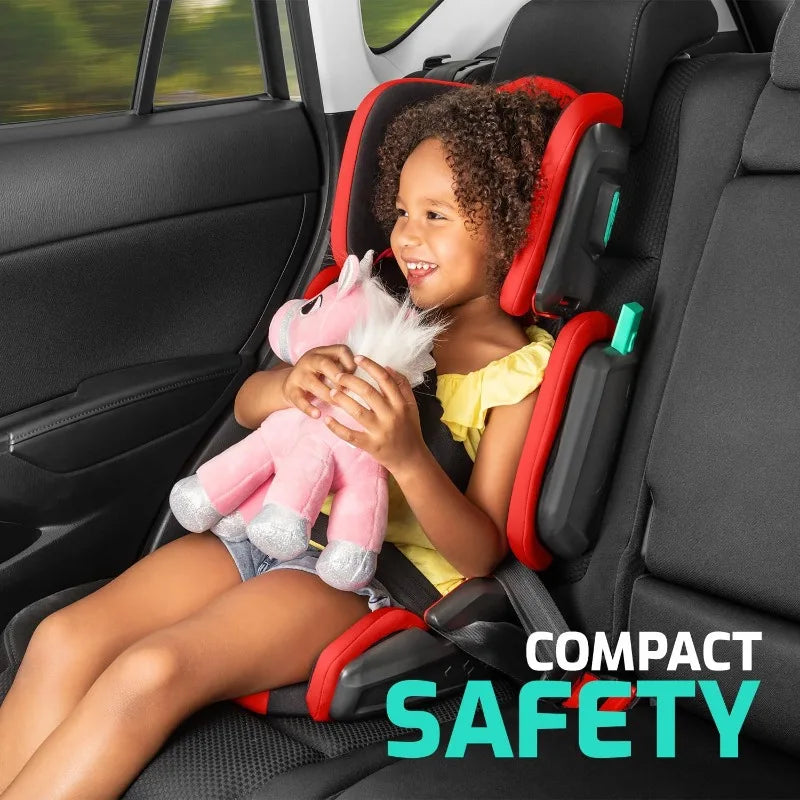 Hifold Asiento Elevador de Respaldo Alto Ajustable con Correa para Niños – Rojo Racing