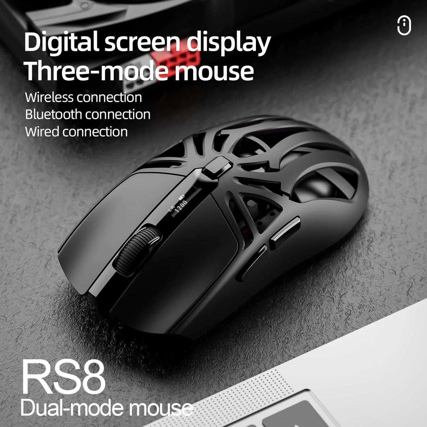 SmailWolf RS8 Bluetooth sans fil 2.4g souris de jeu triple mode léger e-sports jeu 1K taux de retour 10000DPI ordinateur