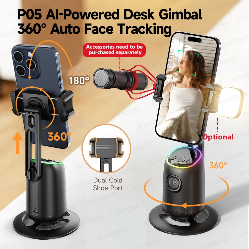 P05 — Stabilisateur Smartphone Suivi IA 360° Support Table Live & Vidéo