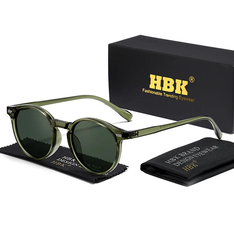 HBK Gafas de sol polarizadas redondas para hombre, montura TR90 a la moda, gafas de sol deportivas para mujer, protección UV400, gafas de sol para hombre