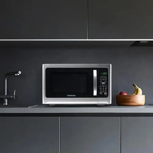 1,2 Cu. Four à micro-ondes de comptoir – 1000 Watts de puissance, réglages de cuisson automatiques intelligents, dégivrage, nettoyage facile et protection enfant