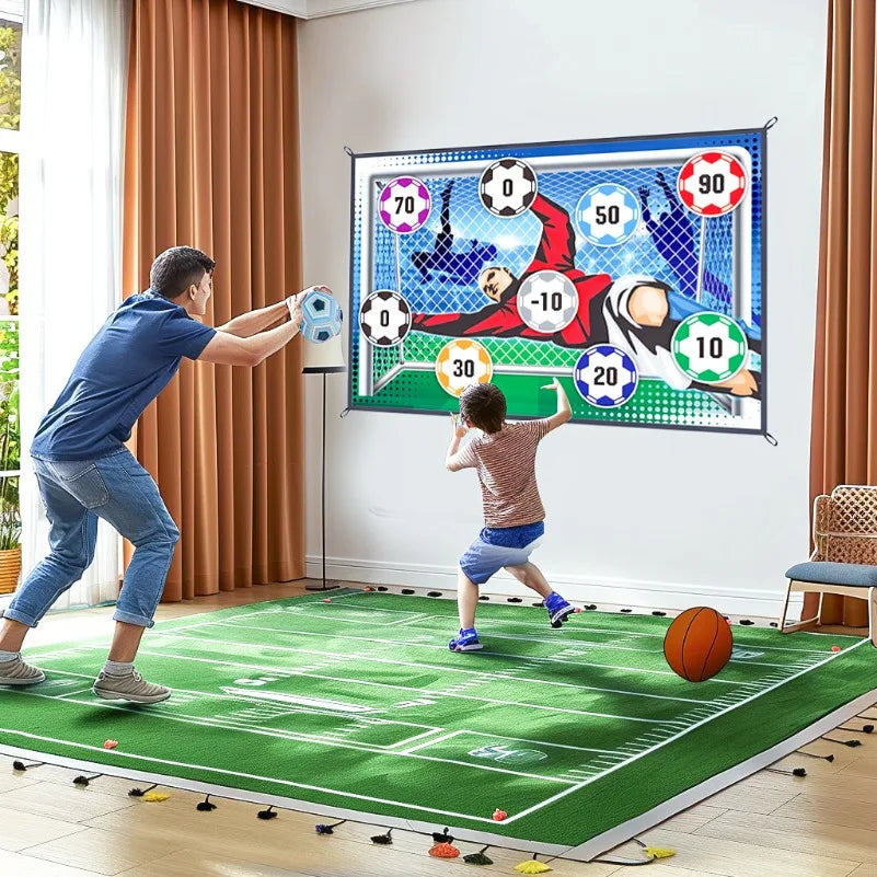 Kit Tapis de Jeu Football Enfant — Cible Collante 150x100 cm, Intérieur & Extérieur, 7–10 ans