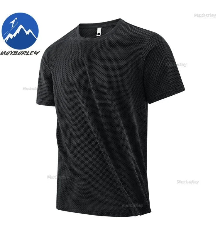 T-Shirt à manches courtes pour hommes, respirant, gaufré, séchage rapide, col rond, ample, course à pied, entraînement, haute élasticité, haut d'été fin, 2026