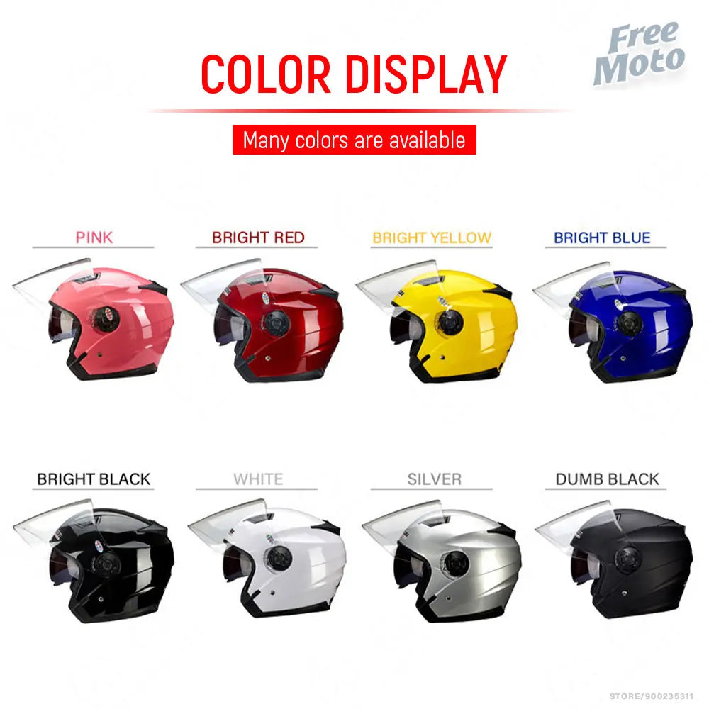 Casque Moto Scooter Double Lentille Vintage — Quatre Saisons Course Demi Casque