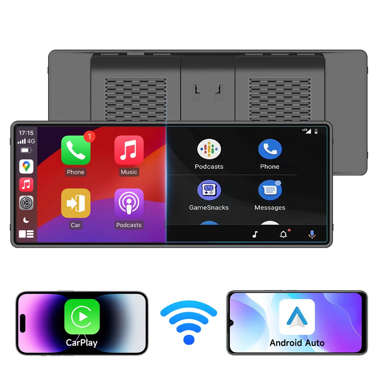 Wireless Portable Carplay Screen for Car, 10.26-inch, Carplay and Android Auto, Touch Stereo, with Dash Cam, Backup Camera