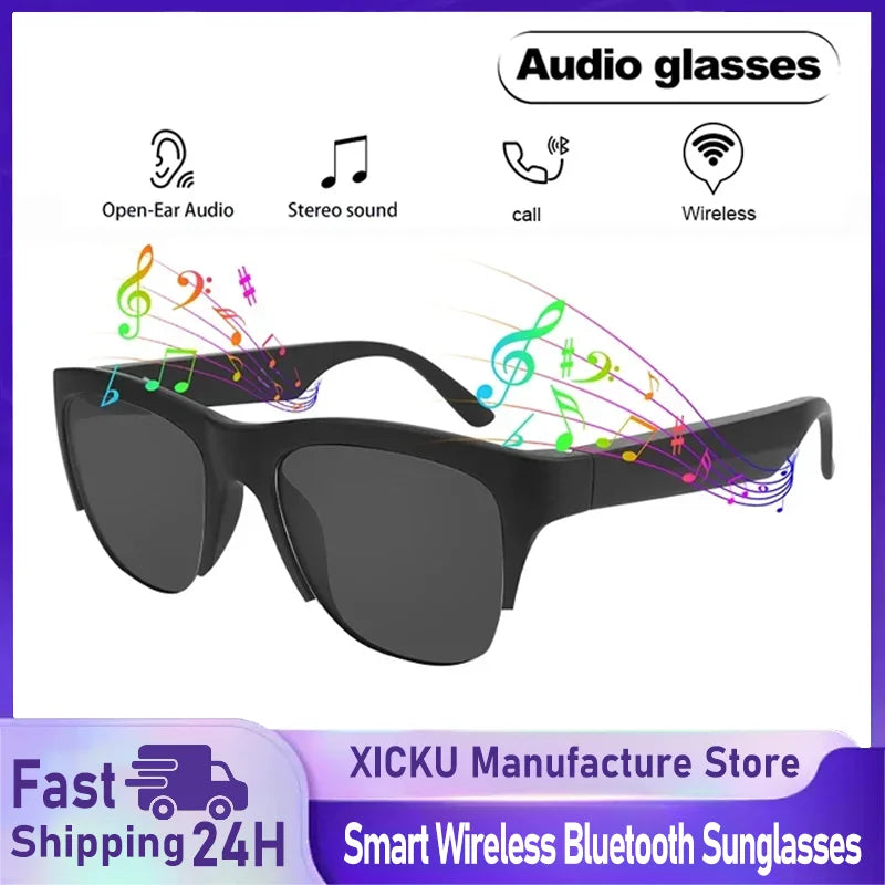 Nuevas gafas de sol Smart Bluetooth V5.3 con función de llamada, auriculares HIFI para deportes al aire libre, tecnología Anti-touch UV negra para hombres y mujeres