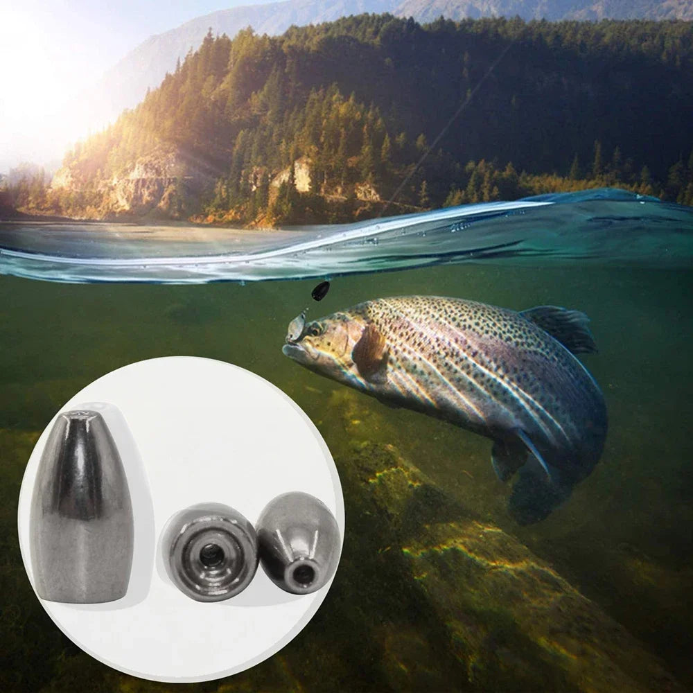 Poids de balle en alliage antémonie, 20 pièces, pour plate-forme Texas, poids de pêche avec noyau en plastique, plate-forme caroline, leurre, accessoires de bar