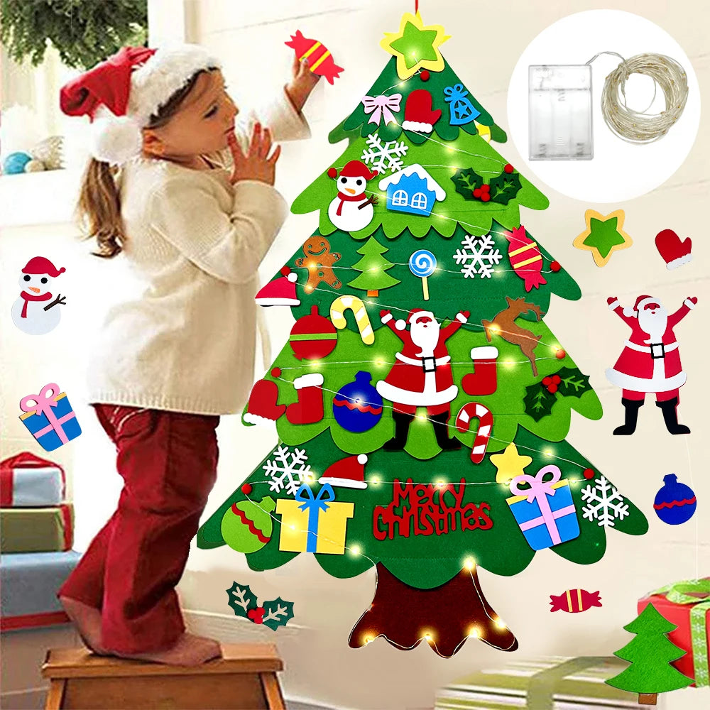 Arbre de noël en feutre, décoration pour la maison, nouvel an 2022, ornements de noël, cadeaux pour enfants, DIY