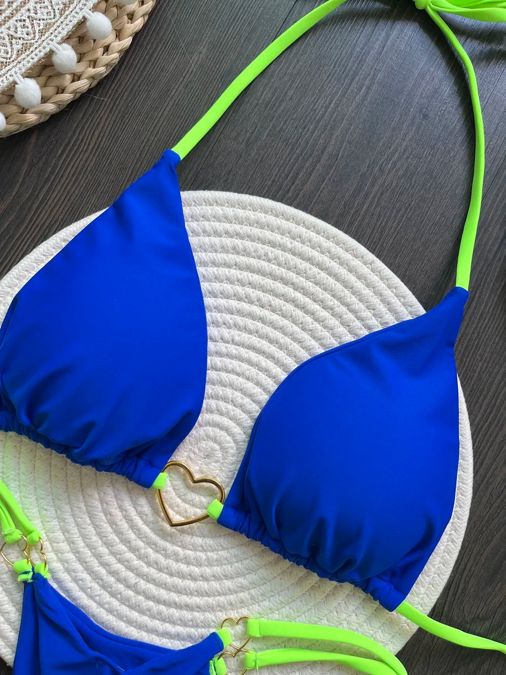 RUOTONSEPT-Maillot de bain deux pièces sexy pour femme, bikini brésilien, couleur unie, col licou, triangle, culotte tanga