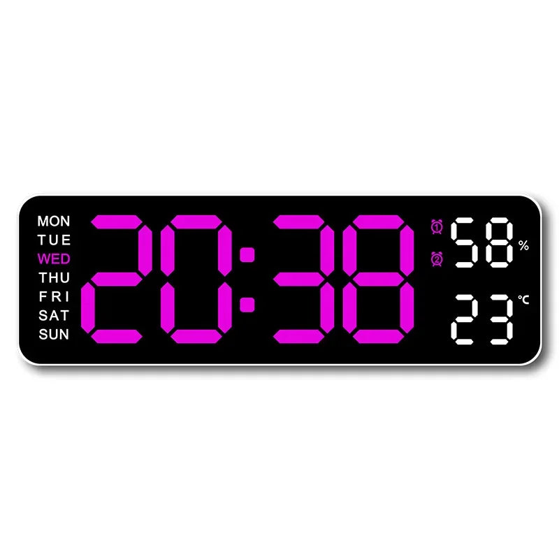 Grande horloge murale numérique de 9 pouces, alimentée par USB, température et humidité, variateur automatique, horloge de Table DST, réveil électronique LED 12/24H
