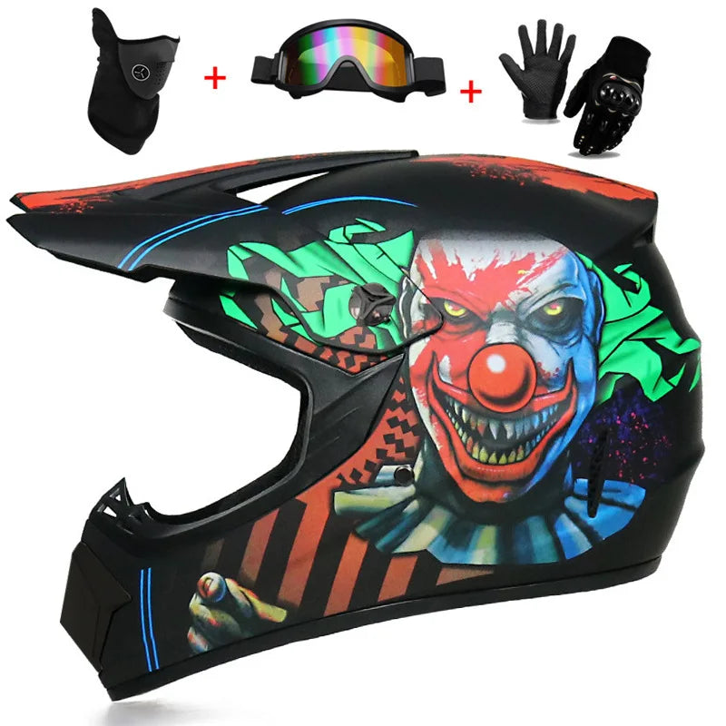 Casco completo de moto para niños, cascos de motocross para niños, gafas de moto todoterreno, guantes de protección para ciclismo