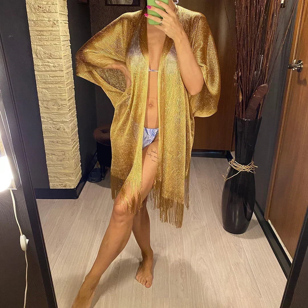 7 couleurs Bikini couvrir gland robe de Plage tuniques maillot de bain maillot de bain femmes brillant couverture Ups pour maillots de bain femmes paréo Plage