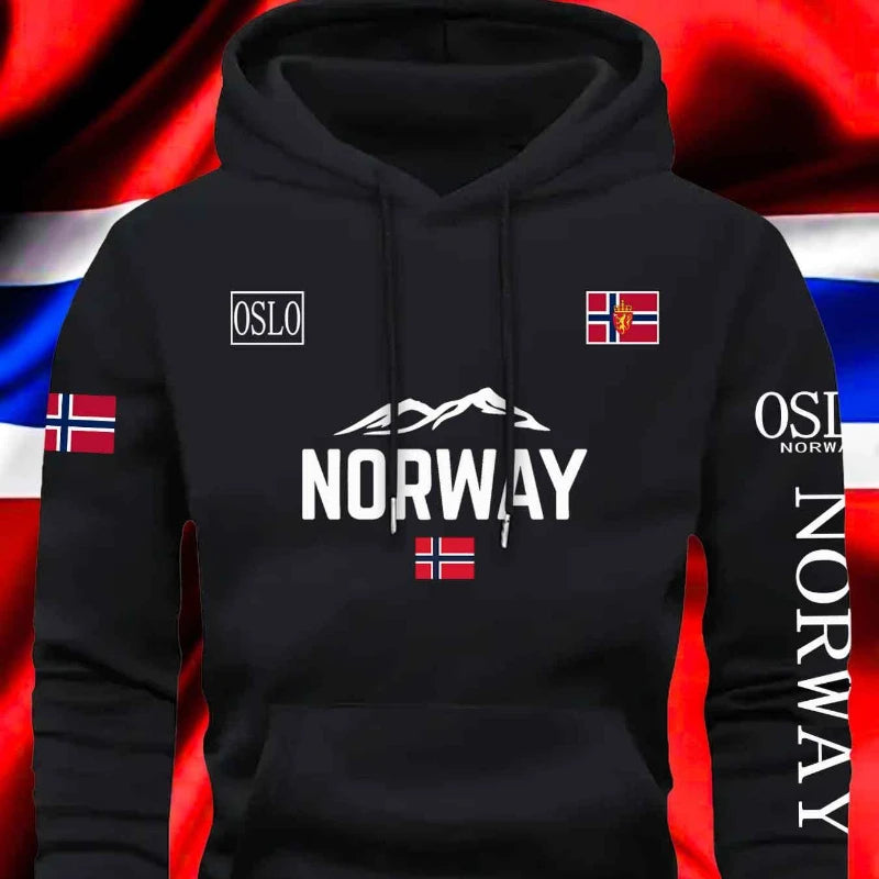Sudadera con capucha estampada noruega para hombre y mujer, nueva colección otoño-invierno, vacaciones diarias al aire libre, Fitness, ropa deportiva cálida e informal