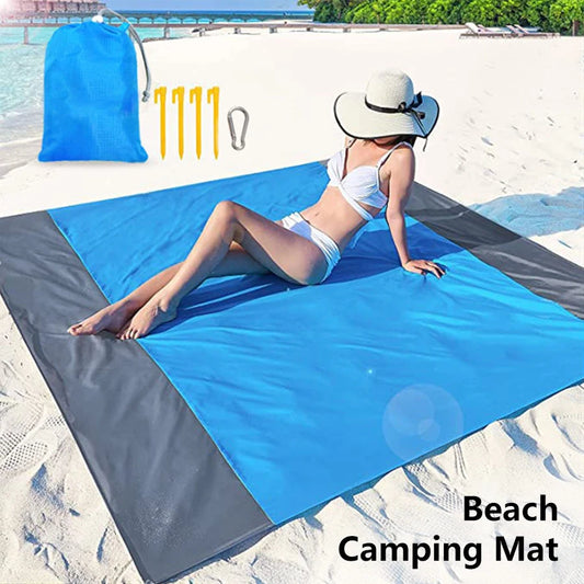 Couverture de plage anti-sable 200x210cm, imperméable, portable, légère, pour pique-nique, camping, voyage, randonnée, sport