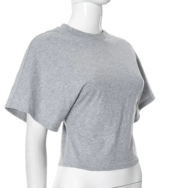 T-shirt en coton manches courtes 220g — Y2K, décontracté, noir et blanc, col rond, femme (v2)