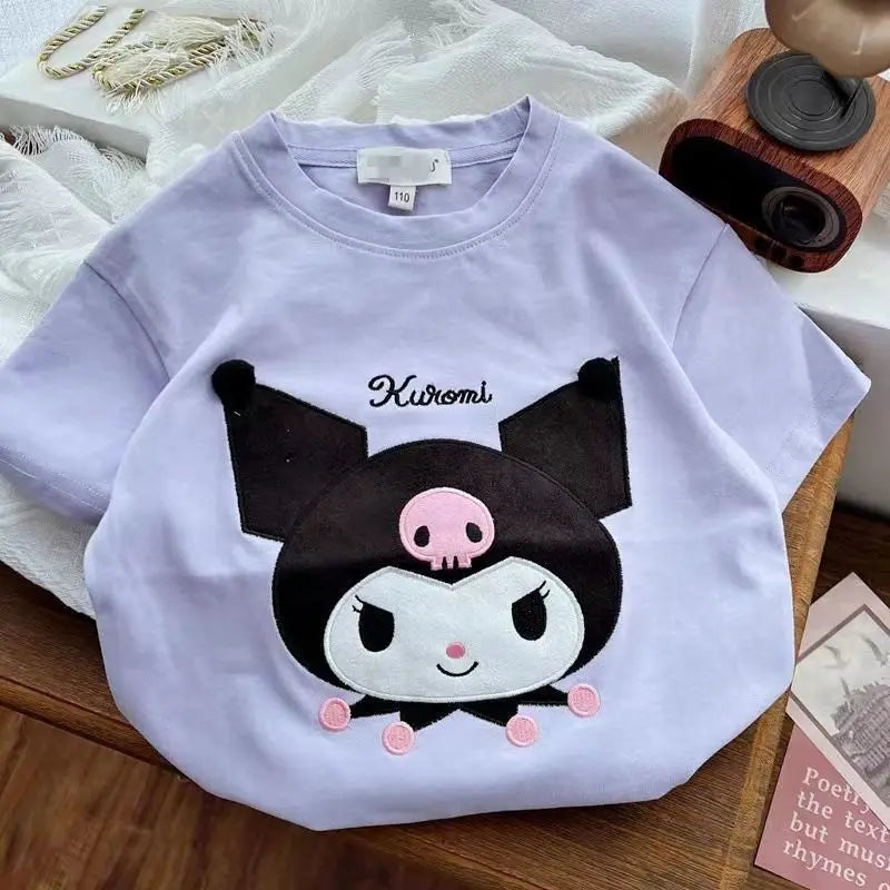 T-shirt fille dessin animé kawaii — été 2026, 90-140cm, cadeau enfant, mignon