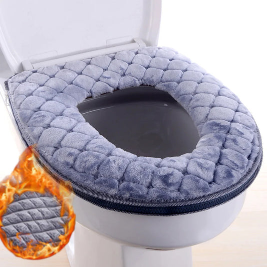 Bathroom toilet seat cover, soft warm plush winter cushion, washable O-shaped, household supplies 37cm × 44cm