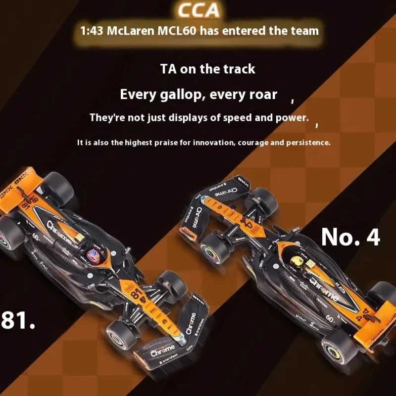 1/43 McLaren F1 MCL60 Racing Car Model Display Box Kids Toy Collectible Car Boy Friend Gift Home Decor Miniature Car
