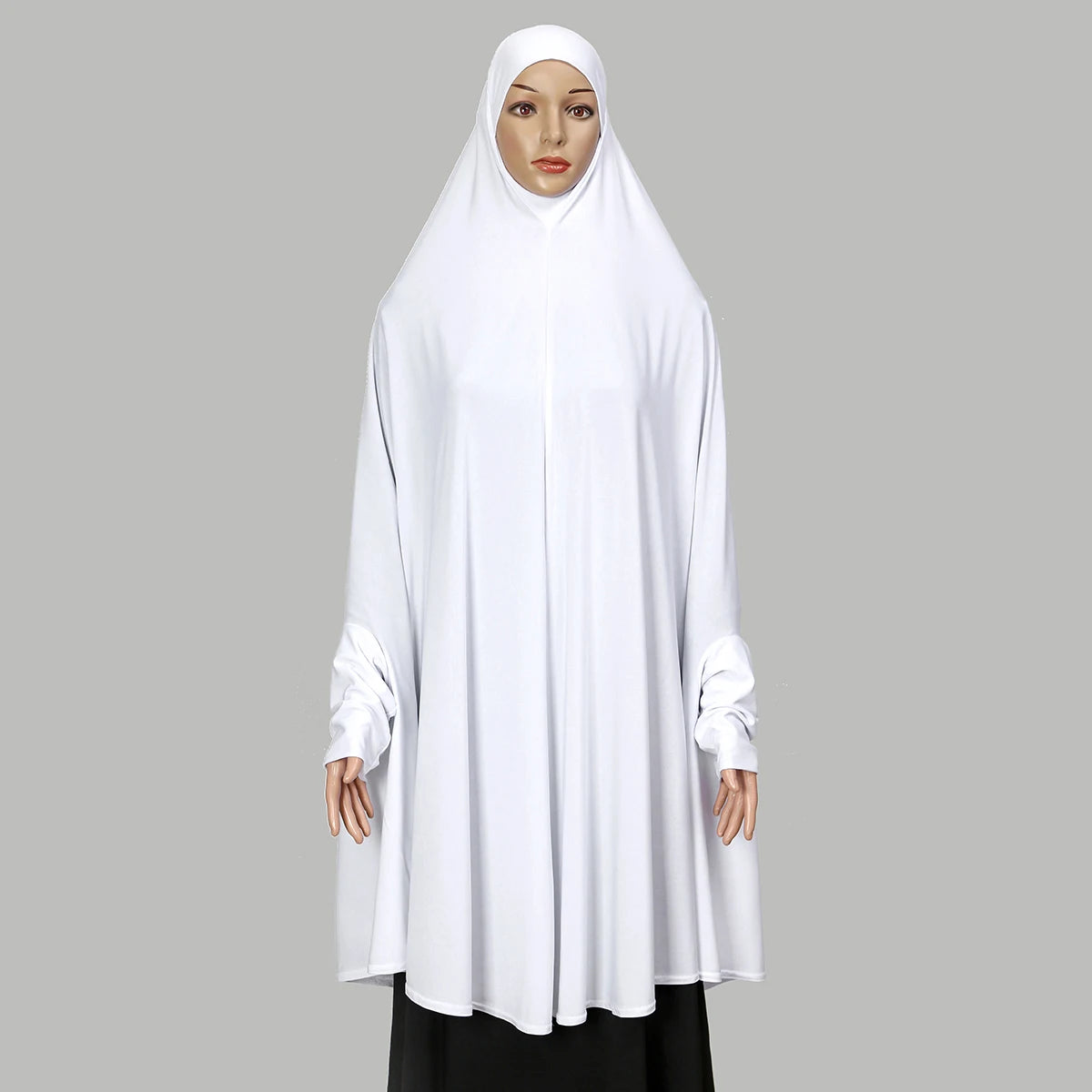Abayas musulmanes à manches pour femmes, châle Long, couverture complète, couleur unie, vêtements de prière, coton de qualité supérieure, chanvre uni