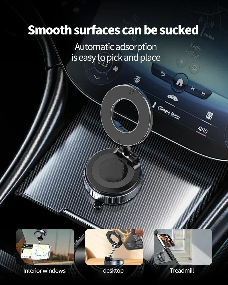Support Téléphone Voiture Magnétique Pliable 360° — Fixation Ventouse Streaming