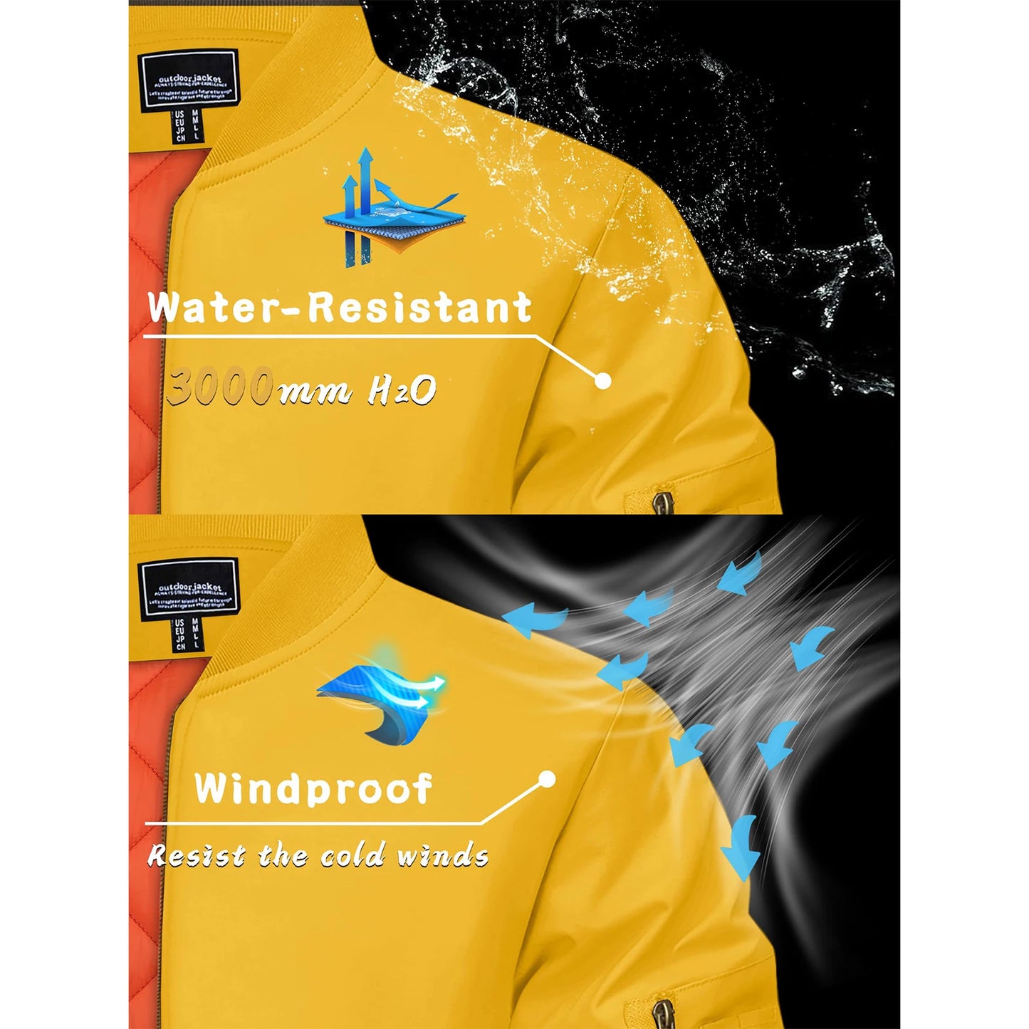 MAGCOMSEN Bomber jacket men's warm zip winter padded casual coat baseball windproof pilot varsity jackets