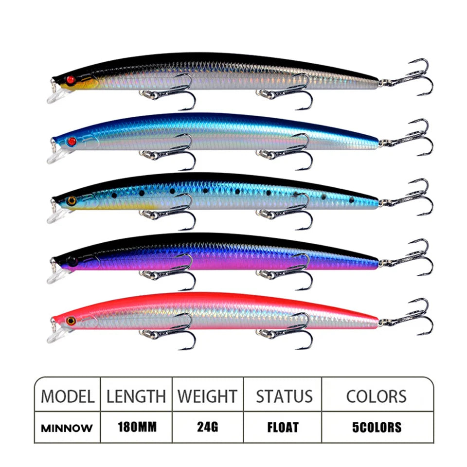 Leurre de pêche méné Laser appât artificiel dur 18 cm 24g yeux 3D crochets pointus appât de pêche en mer coloré manivelle Wobblers