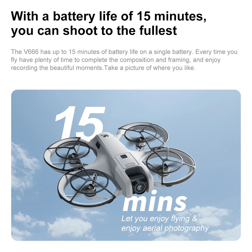 Mini dron profesional Lenovo V666 4K con doble cámara 8K, evitación inteligente de obstáculos, cuadricóptero sin escobillas, juguete RC para niños